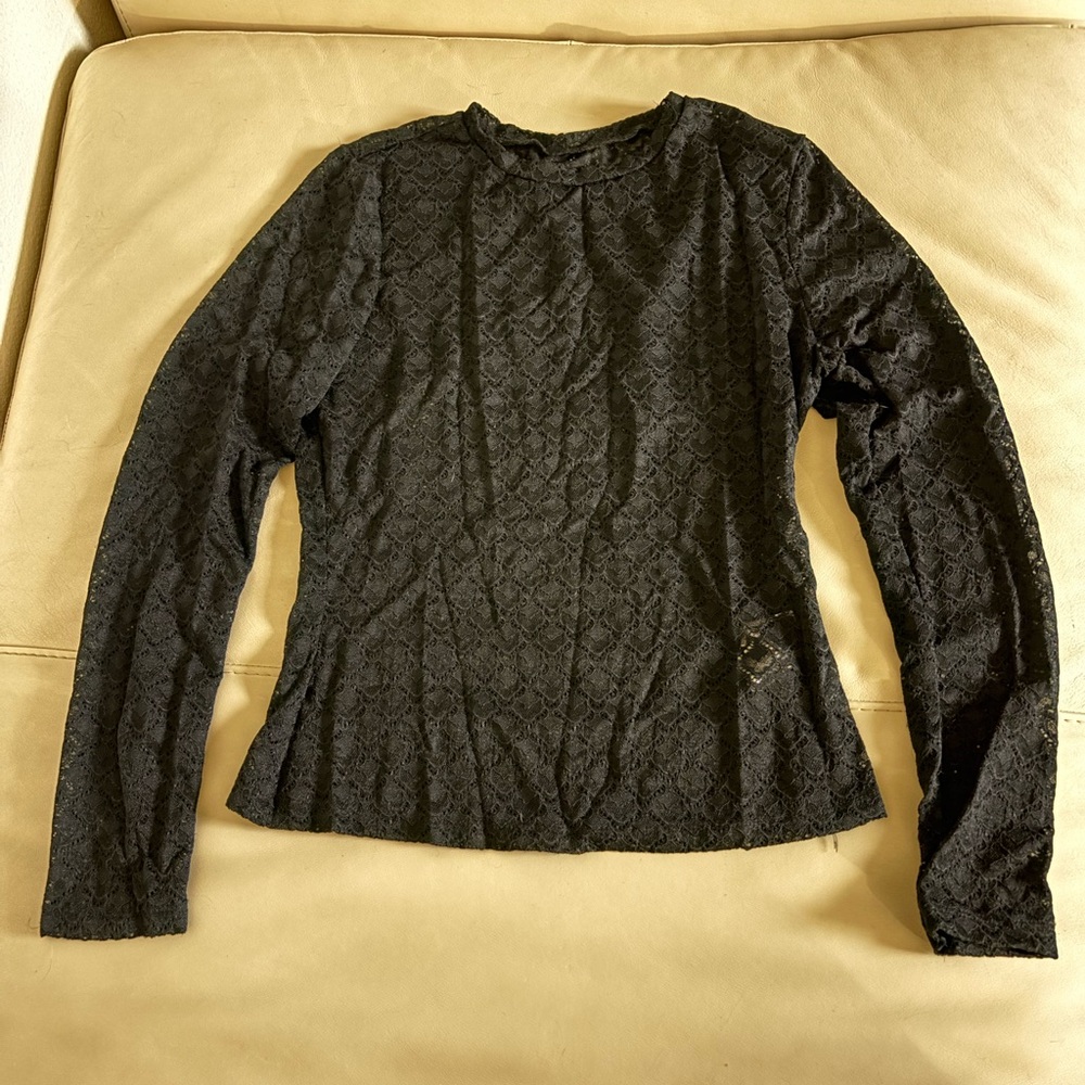 NWT SHEIN Black Lace Long Sleeve Top